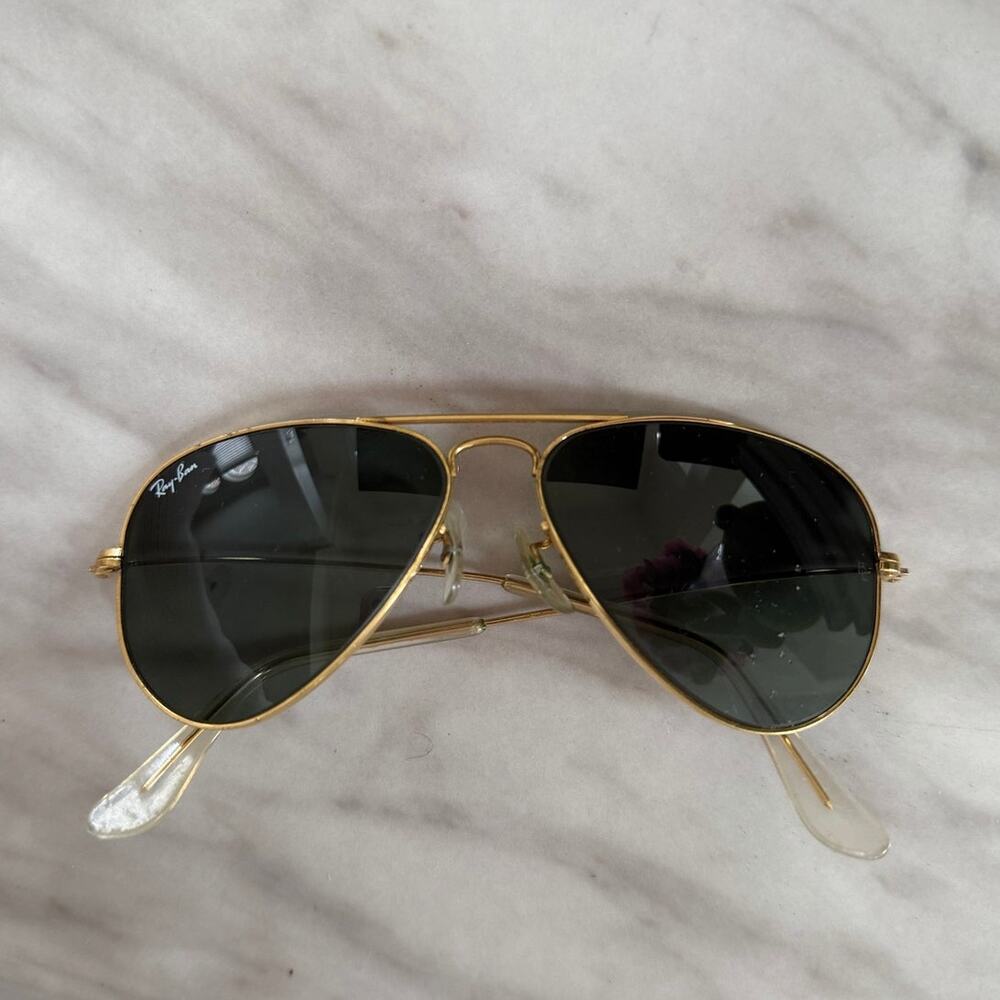 Vintage B&L Ray-Ban Gold Tone & Black Aviator Sunglasses